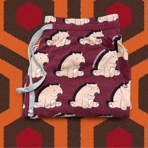 Peter Alexander Maroon Wombat Patterned Men’s Pyjama Shorts 🩳